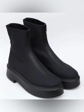 The Row Zip Up Platform Boots Size 36-US 6 in Navy Black Nylon Canvas